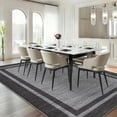 thumbnail image 2 of Hasoo Large Washable Rug 9' x 12' Area Rug for Living Room Modern Simulated Woven Texture Bordered Non-Slip Neutral Indoor Decor Carpet, Black, 2 of 5