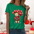 thumbnail image 4 of felwors Teddy Bear Graphic Tee | Valentine's Day Heart Balloons & Flower Casual Crew Neck Short Sleeve Shirt”(Green, S), 4 of 8