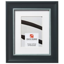 Craig Frames Martin, 18x36 inch Black and Silver Picture Frame Matted for a 14x32 Photo