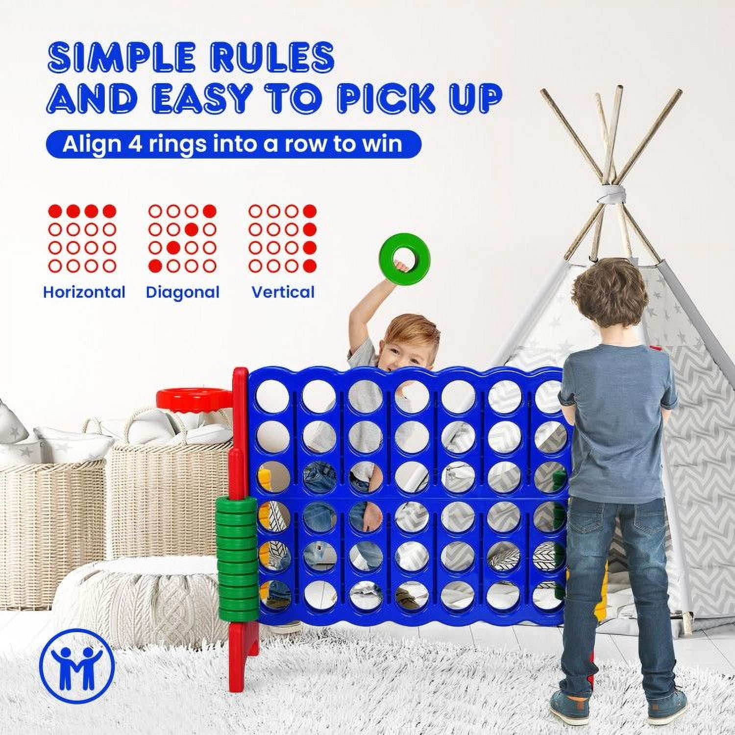 Chateauy 2.5 Feet 4-to-Score Giant Game Set – Large-Sized Tossing & Ring Toss Outdoor Activity for Family, Lawn, Backyard, Party, BBQ, and Beach