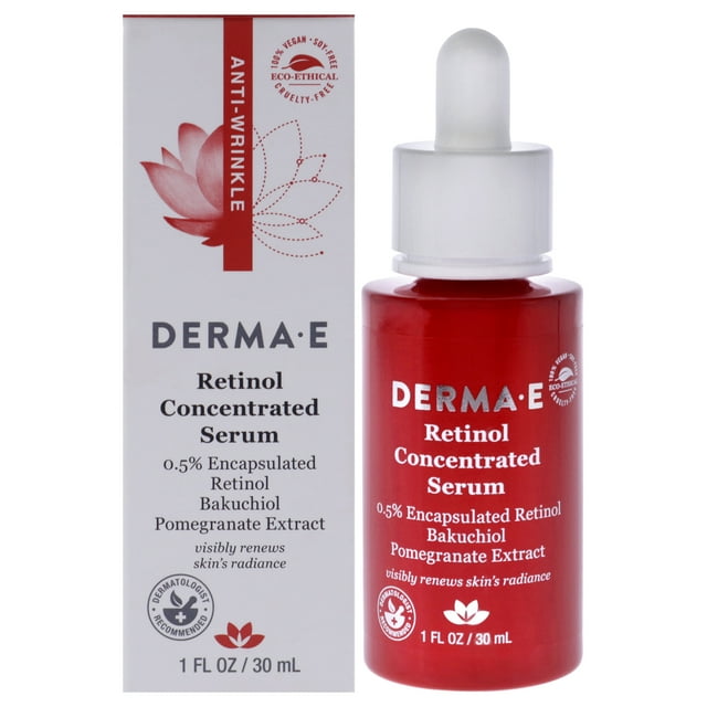 Suero concentrado de retinol antiarrugas de Derma-E para mujeres - Suero de 1 oz
