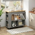 thumbnail image 5 of Kitchen Island on Wheels with Storage, Wheeled Island & Cart with 3-Tier Spice Rack, 3 Open Shelves and 1 Drawer, Gray, 5 of 7