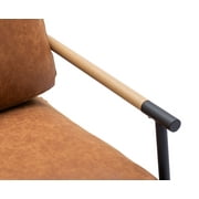 Guyou Modern Accent Chair, Upholstered Faux Leather Reading Armchair with Metal Legs, Casual Living Room Chair with Removable Cushion and Backrest for Living Room Bedroom Study, Brown