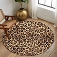 thumbnail image 2 of Round Rug 5Ft Washable Non-Slip, Leopard Printed Circle Area Rugs for Living Room Bedroom, Modern Animals Textured Brown Indoor Floor Mats Carpet Runner for Home Decor Aesthetic, 2 of 8