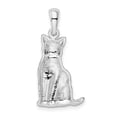 thumbnail image 4 of Auriga Fine Jewelry 925 Sterling Silver Rhodium-Plated Textured Sitting Cat Pendant for Women, 4 of 6