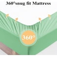 thumbnail image 5 of Bamboo Viscose Fitted Sheet 1 Pack Twin-XL/Split King Size Only,400 Thread Count,8-16" Deep Pocket,Bottom Sheet Colorfast Soft & Silky & Breathable(1 Fitted Sheet Only, Sage Green, Twin-XL), 5 of 8