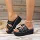 thumbnail image 4 of Sandalias de plataforma gótica con estilo para mujer - Bet Decor Hebilla Correa Punta abierta Deslizamiento en diapositivas y tacones de cuña punk, 4 of 4