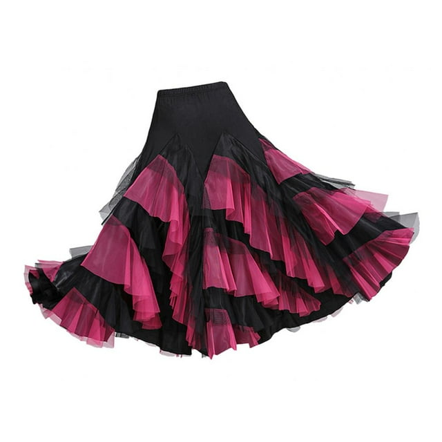 latino Vestido de oriental Traje de enagua larga Ropa de mujer Negro rosa rojo Hugo Vestido de baile latino