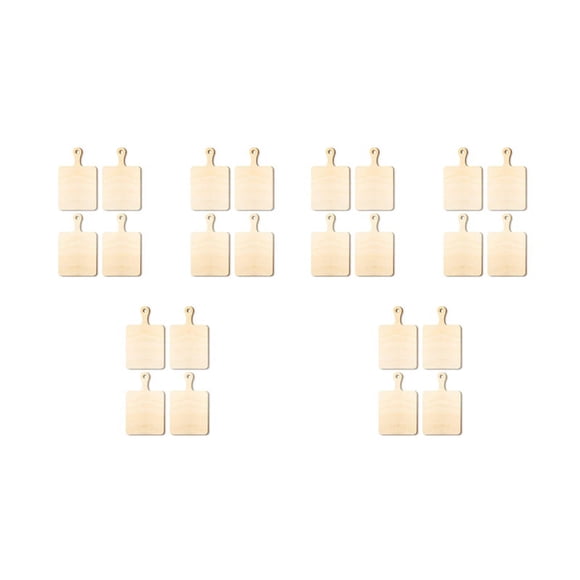 24 piezas de mini tablas de cortar de madera en blanco con mango, tabla de cortar pequeña, bricolaje, cocina casera, decoración de verduras A