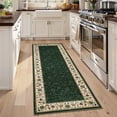 thumbnail image 4 of Garvee 2x6 Modern Bordered Runner Rugs Floral Print Rug, Ultra-Soft Low Pile Non Slip Carpet Washable Stain Resistant Rug for Hallway Kitchen Laundry Bedroom, Green, 4 of 8