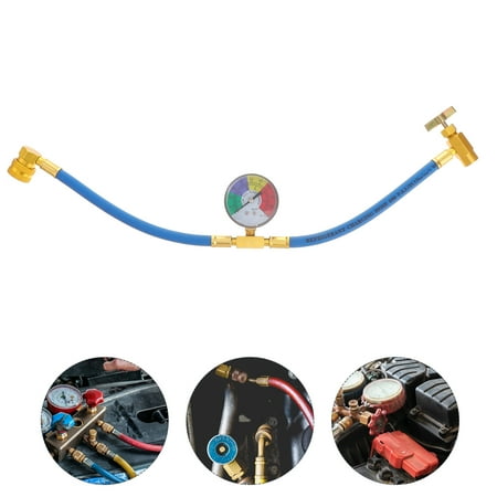 Pixnor Refrigerant Charging Hose Kit with Gauge, 1/2 Thread, Metal and Plastic