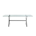 thumbnail image 2 of Benjara Tia 79 Inch Dining Table, Rectangular Tempered Glass Top, X Steel Legs, 2 of 6