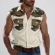 thumbnail image 4 of Camisas de Cuello para Hombres, Moda Casual Día de la Independencia Imprimir Turndown Bolsillos sin Mangas Tanque Deportivo, 4 of 5