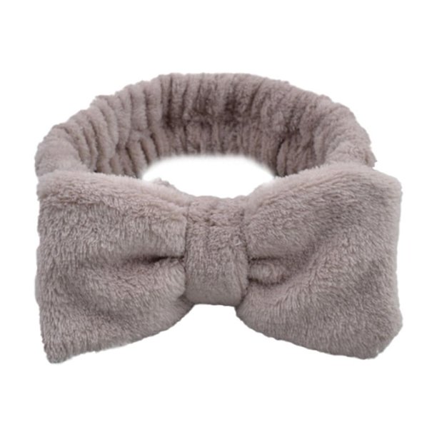 Diadema de felpa con lazo de vellón coral de color liso y simple para mujer, banda elástica para el pelo con desmaquillaje facial, accesorios para el cabello de belleza