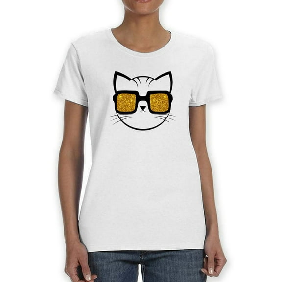 Cat With Cute Glasses T-Shirt Women -Smartprints Designs, Female 3X-Large