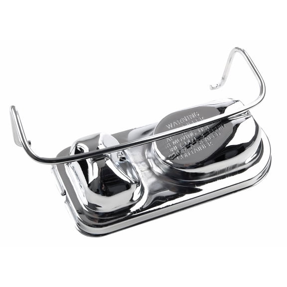 JEGS 631510 Chrome Master Cylinder Cover Ford 1973-83 2.75 x 5.75 Single Wire