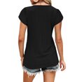thumbnail image 5 of Tops de verano para mujer, camisa informal de mujer con cuello en V y manga de pétalo, color puro, para fiesta, oficina, compras, negro S, 5 of 5