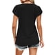 thumbnail image 3 of Tops de verano para mujer, camisa informal de Color puro con cuello en V y mangas de pétalos recortadas de Jacquard para fiesta, oficina y compras, 3 of 5