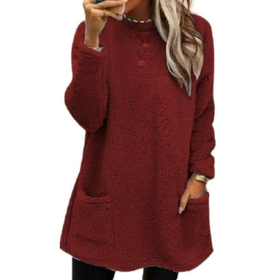 3. Super Soft Fleece Tunics Top for Women Winter Cozy Pullover Long Sleeve Thermal Daily Wear