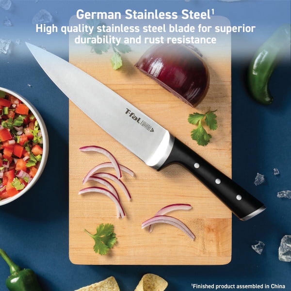 T-fal Ice Force Stainless Steel Chef Knife, 8 Inch, Kitchen Utensil