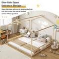 thumbnail image 4 of Bellemave Double Twin Floor Bed for 2 Kids, Wood Montessori Floor Bed Frame with Safety Guardrails, Low‑Profile House‑Shaped Design, No Box Spring Needed for Toddlers Boys and Girls Teens, Natural, 4 of 13