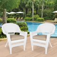 thumbnail image 2 of Jeco Chaise en Osier avec Coussin Beige - Ensemble de 2, Blanc, 2 of 10