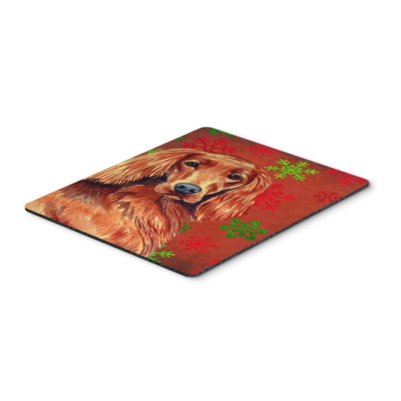 "Irish Setter Red and Green Snowflakes Holiday Christmas Mouse Pad Hot Pad or Trivet"