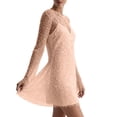 thumbnail image 4 of FRSASU Women's Glitter Long Sleeve Round Neck Sheer Sequin Mini Dress with Solid Color Sleeveless Slip Dress Beige, 4 of 6