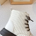 thumbnail image 5 of GobdXE Ankle Boots Solid Croc Embossed Lace Up Side Zipper Thick Lug Sole Casual Shoes White,9-9.5 Years, 5 of 9