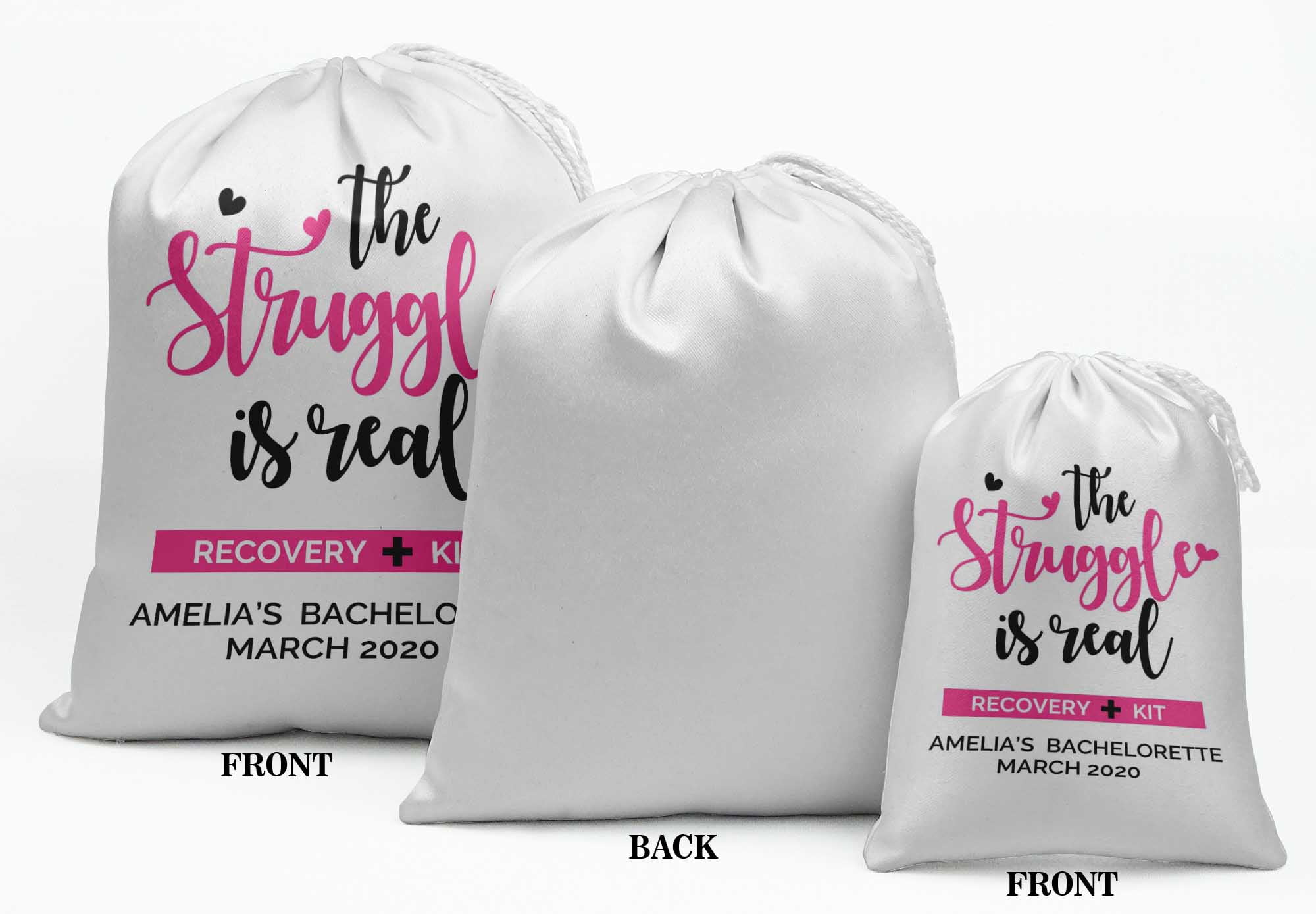 Darling Souvenir White Recovery Kit Bachelorette Custom Party Supplies Favor Bags Gift Pouches 15 Pieces