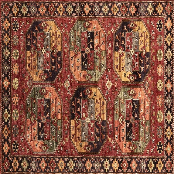 Ahgly Company Indoor Square Oriental Brown Industrial Area Rugs, 7' Square