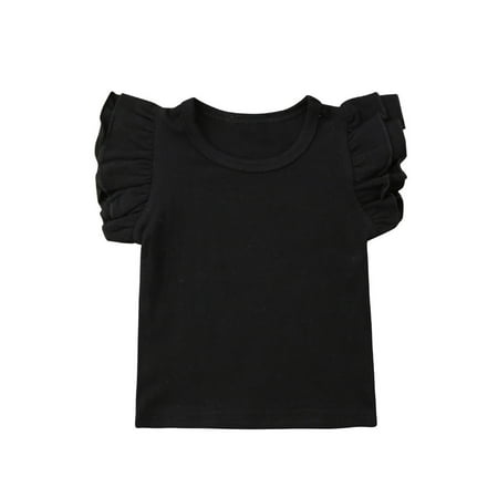 

JBEELATE Infant Toddler Baby Girl Top Basic Plain Ruffle T-Shirt Blouse Clothes