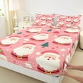 thumbnail image 3 of Manfei Merry Christmas Full Size Sheets,Kawaii Santa Clsua Bed Sheets,White Pink Sheet Sets For Girls Kids,Luxury Bedroom Decor,4-Piece, 3 of 7