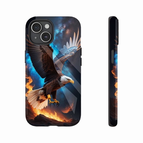 Eagle Design Phone Case for Men Women, Bold Fire Starry Sky Artistic Protective Case Compatible with iPhone 11/12/13/14/15/16 (Pro Max/Plus)