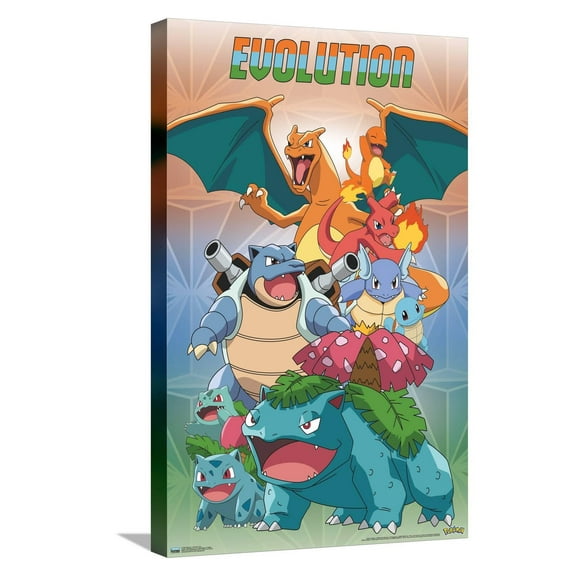 Pokémon - Evolution Trio Canvas Wall Poster, 14.725" x 22.375"