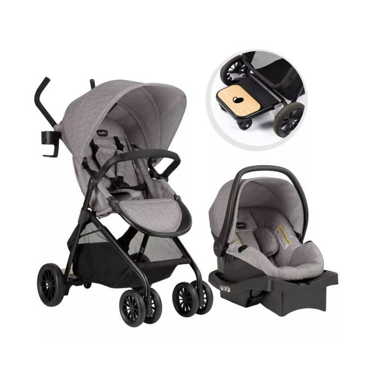 Evenflo Sibby Travel System Stroller with Ride-Along Board, Mineral Gray Evenflo Sibby Travel System Stroller with Ride-Along Board, Mineral Gray