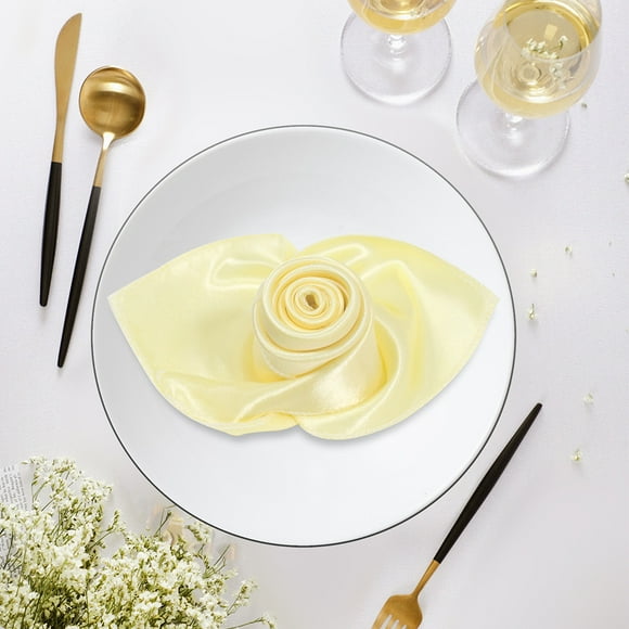 Granjero Gordo 4 servilletas de seda de color amarillo claro de 11,81 x 11,81 pulgadas, tela decorativa cuadrada de satén para restaurante