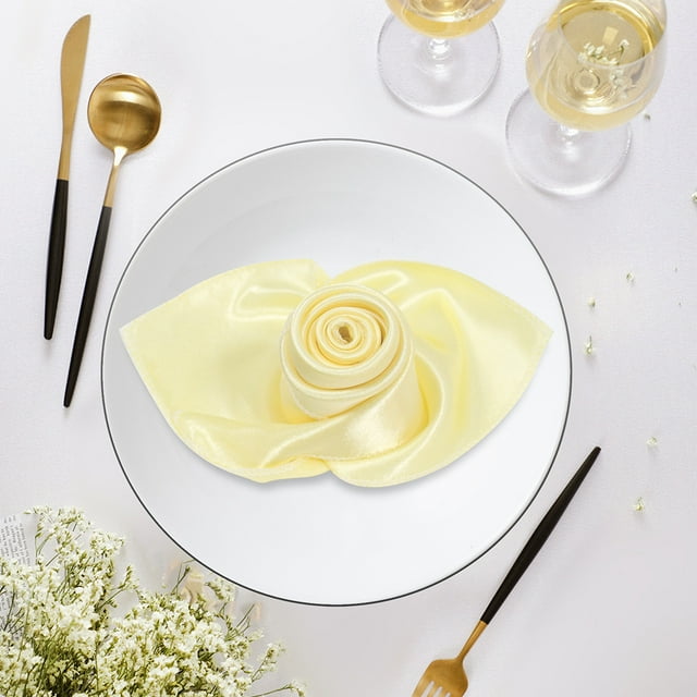 Nvzi 4 servilletas de satén de color amarillo claro sedoso de 11,81 x 11,81 pulgadas, servilletas de tela de satén cuadradas, fiestas, decoración de restaurantes, Acción de Gracias, Navidad