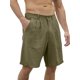 thumbnail image 3 of Lucakuins - Pantalones cortos de lino y algodón para hombre, informales, de corte clásico, con cordón frontal plano, pantalones cortos de playa de verano con bolsillos Lucakuins moda, 3 of 5