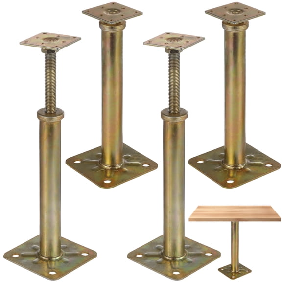 4 PCS Adjustable Floor Jacks, 12 to 16 in Heavy Duty Alloy Post Floor Support, Screw Deck Foundation House Jack for Balcony Patio Courtyard