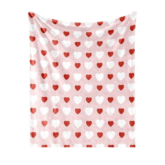 PEIBang Valentine Love Heart Throw Blanket,Red and White Cozy Flannel Blanket for Home Bed Sofa Couch Chair,39x51 Inch