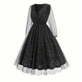 thumbnail image 2 of Fewfanhot Formal Dresses for Women V Neck Sleeveless Sequin Cocktail Party Midi Long-sleeved Dress Formal Dress, 2 of 6