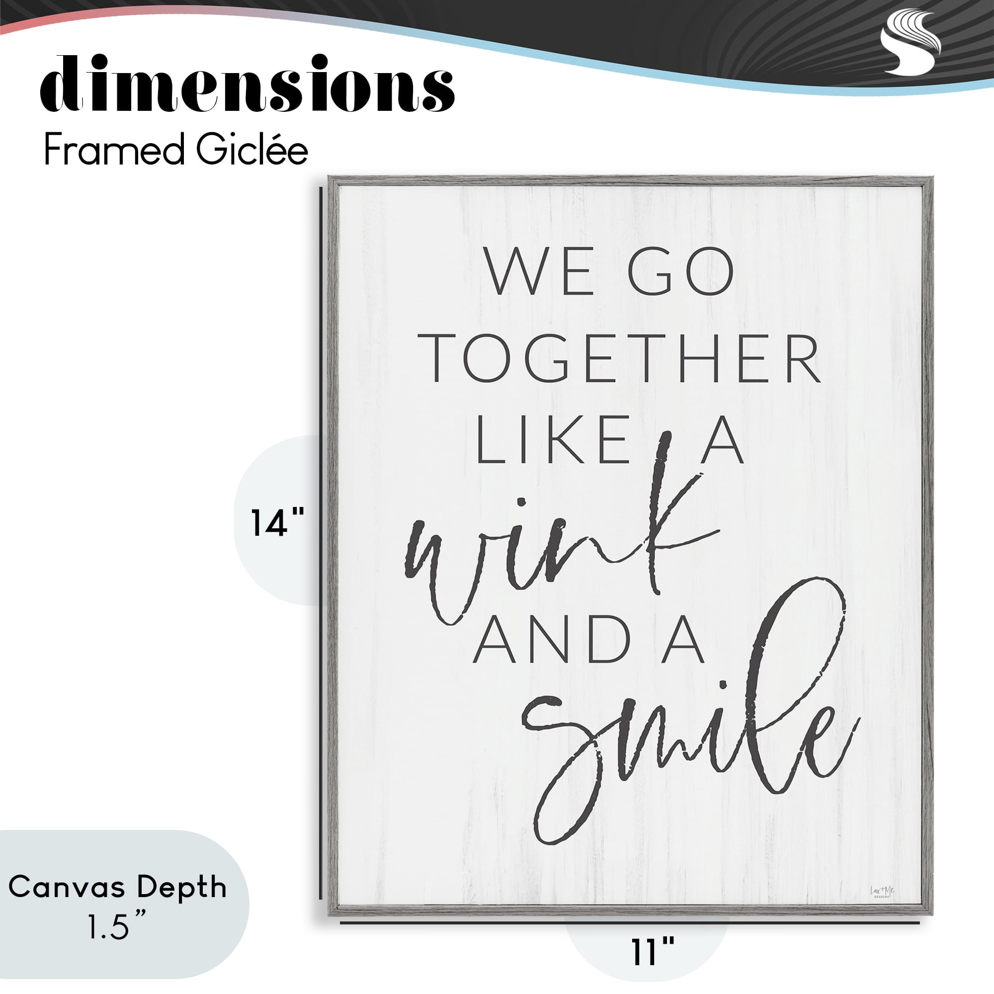 Stupell Industries Go Together Like Wink & Smile Gray Framed Giclee Art, design by Lux + Me Designs