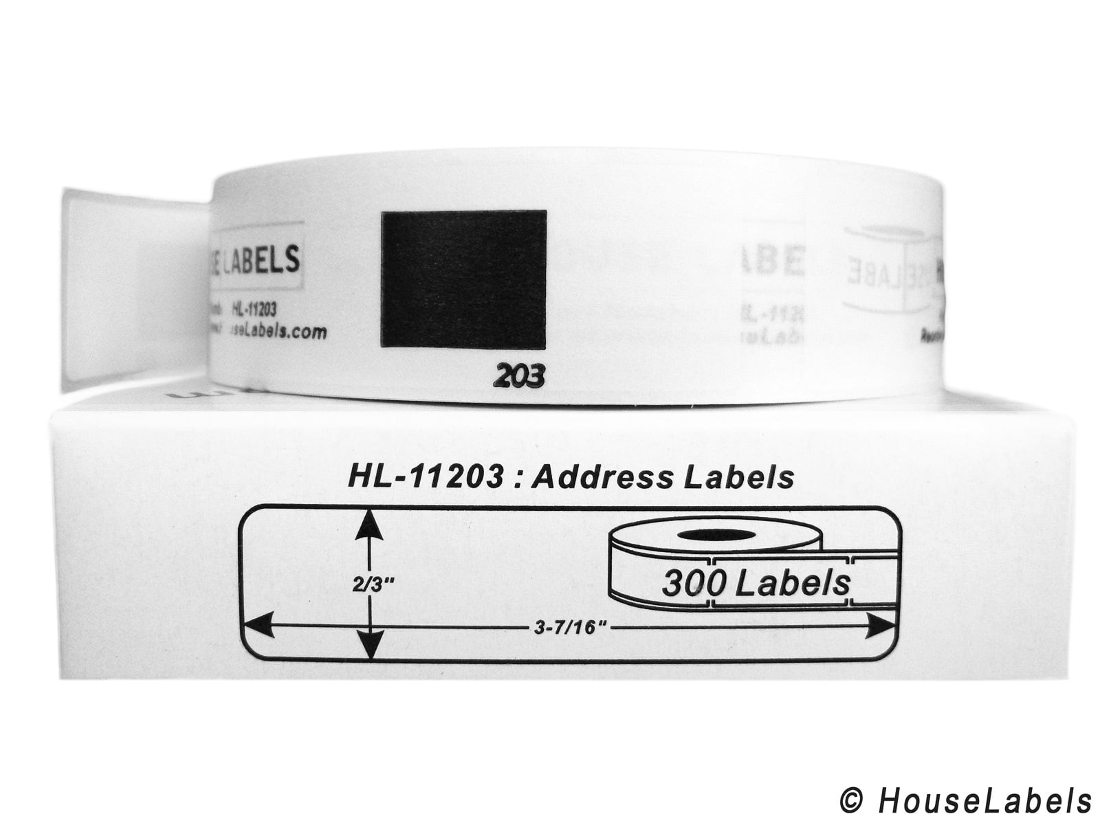 BPA Free! 2/3 x 3-7/16; 17mm87mm 1 Roll; 300 Labels per Roll of HouseLabels Compatible with Brother DK-1203 Address Labels 