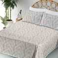 thumbnail image 3 of Ambesonne Leaves Fitted & Flat Sheet with Sham 3 Pcs Set, Warm Taupe Leaf Botanical, Twin, Warm Taupe White, 3 of 5