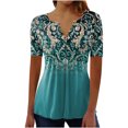thumbnail image 1 of CEHVOM T-shirt à Manches Courtes Décontracté pour Femmes, Col Rond Imprimé, Ample, Blouse, Liquidation, 1 of 5
