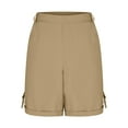 thumbnail image 7 of High Waisted Shorts New Bermuda Shorts for Women Cargo Shorts Knee Length Pockets Elastic Waist Long Shorts for Summer Casual Khaki S, 7 of 7