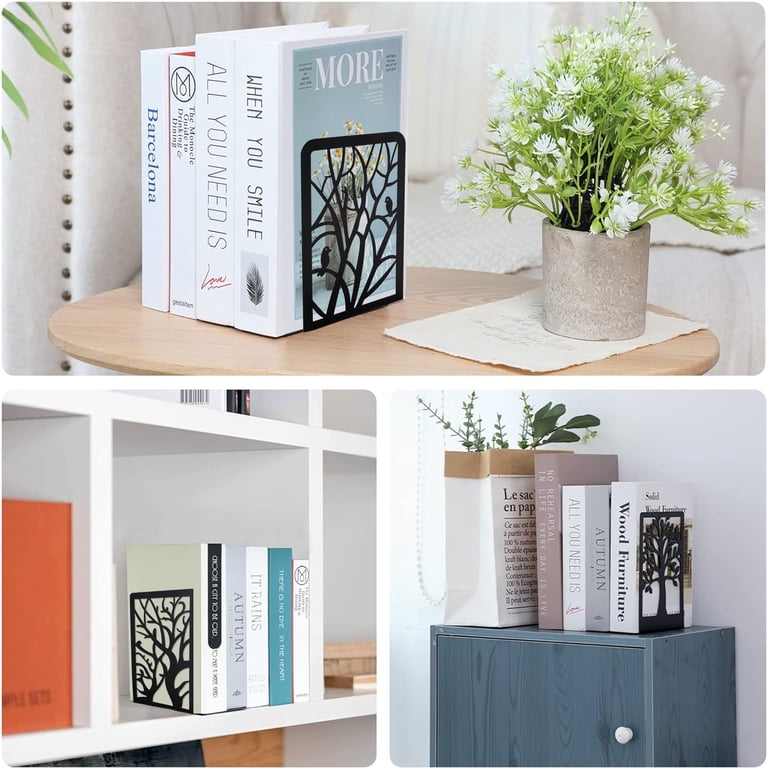 Cyrico Metal Tree Bookends, 3 Pairs, Black photo 6