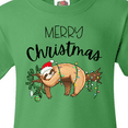thumbnail image 4 of Inktastic Merry Christmas Cute Sloth with Santa Hat and Lights Youth T-Shirt, 4 of 5