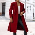 thumbnail image 2 of LEKODE Women's Fashion Notched Lapel Single Breasted Open Front Maxi Long Woolen Overcoat with Pockets Wine S, 2 of 7